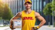 Кур'єр DHL приніс доставку - коробка з замовленням товару з Аллегро