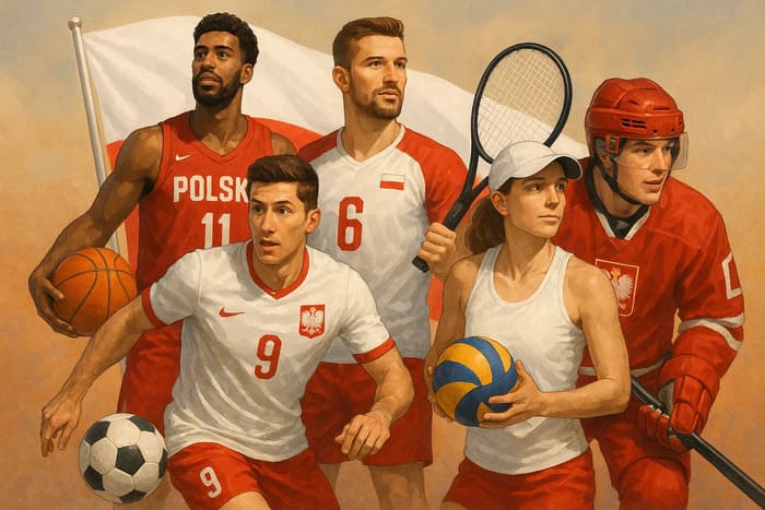 Польські спортсмени та популярні види спорту: футбол, теніс, басктбол, волейбол, хокей