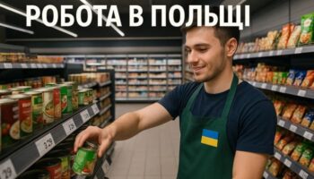 Робота в Польщі - хлопець з України розставляє товар