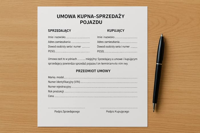 Зразок умови купівлі-продажу автомобіля в Польщі