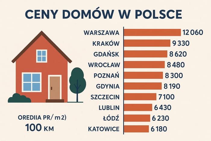 Ціни на будинки в Польщі по регіонам