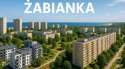 Район Гданськ Жабянка - відомі панельні дома за часів соціалізму. На фоні Балтийського моря