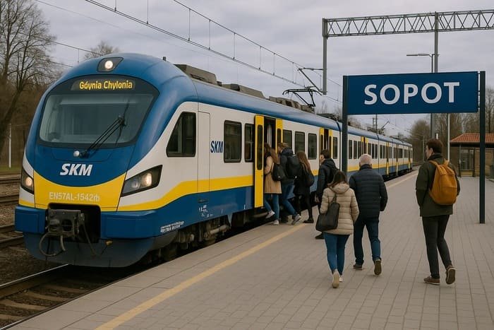 Потяг SKM на вокзалі в Сопоті