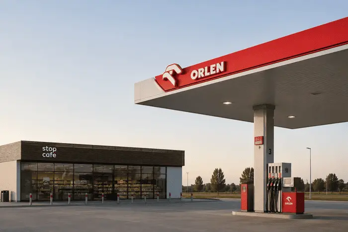 Заправка ORLEN у Польщі з фірмовим магазином Stop Cafe